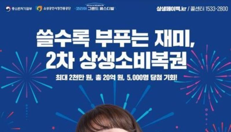 중소벤처기업부, 『코리아 그랜드 페스티벌』 소비의 즐거움이 두 배! 제2차 상생소비복권, 온누리 환급행사 추진