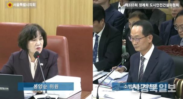 질의하는 봉양순 시의원