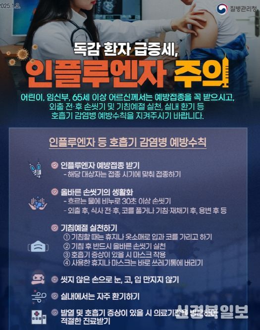 인플루엔자 등 호흡기 감염병 예방수칙 홍보물.