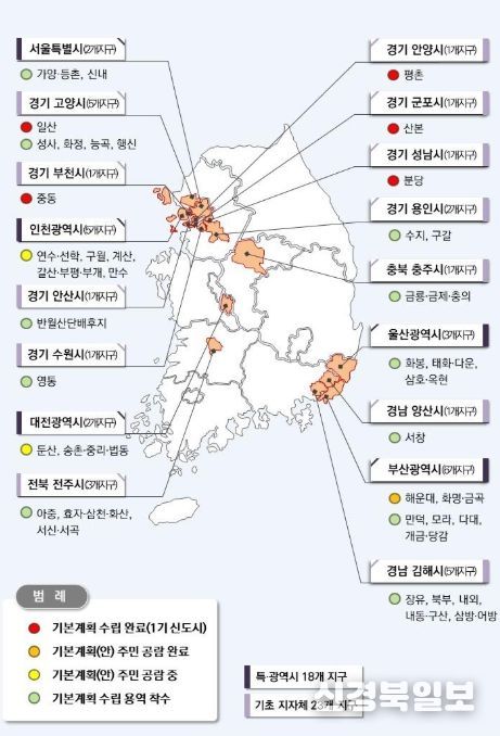 전국 노후계획도시 정비 추진 현황