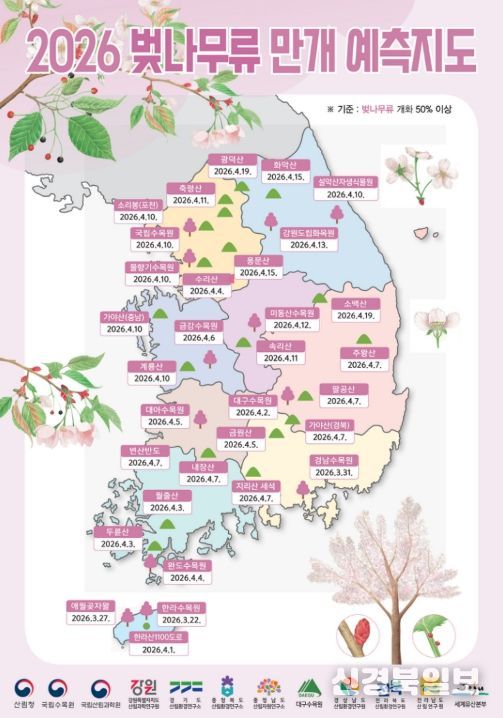 벚나무류 만개 예측지도