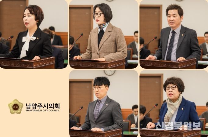 왼쪽윗줄부터 시계방향 : 정현미 의원, 박은경 의원, 김동훈 의원, 이정애 의원, 원주영 의원