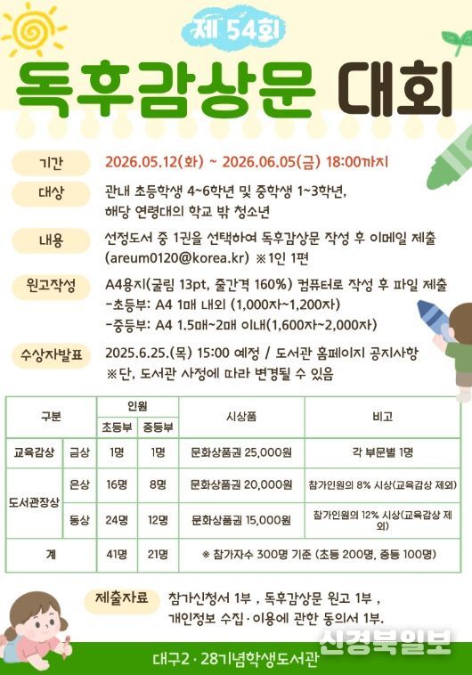 ‘제54회 독후감상문대회’ 개최